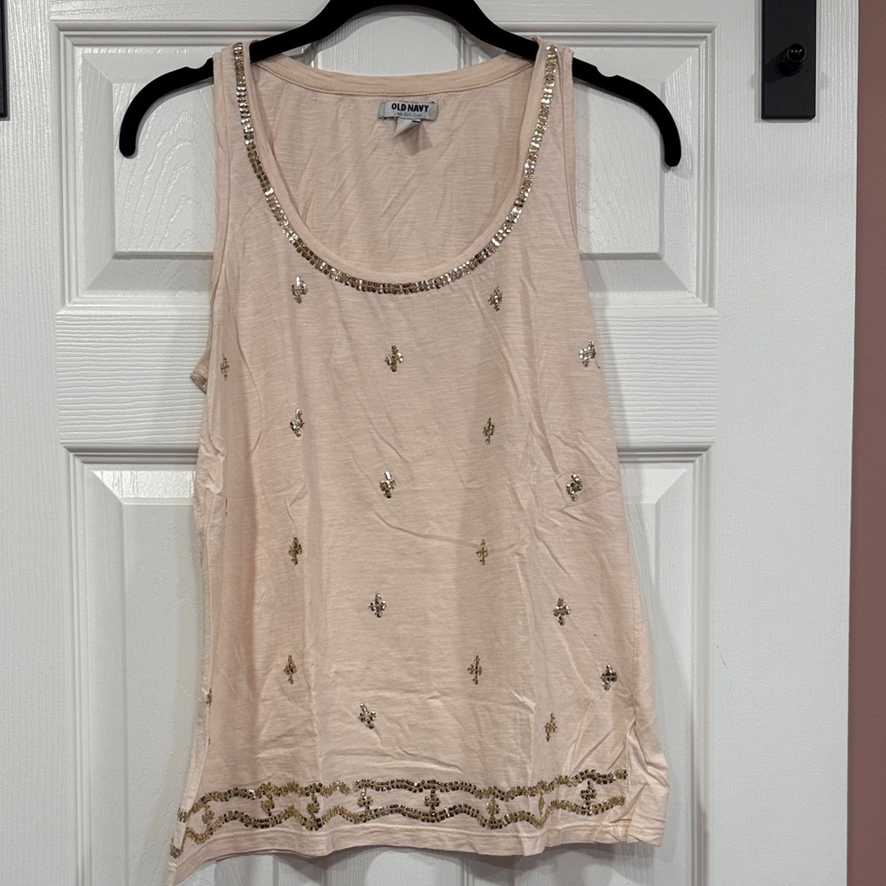 Old Navy Women's Pink Embellished Tank Top